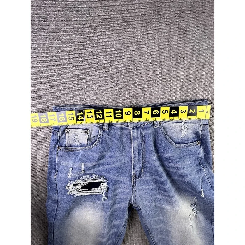 M. Society Jeans Men's 32 X 32 Distressed Straight Stretch Hip Hop Streetwear